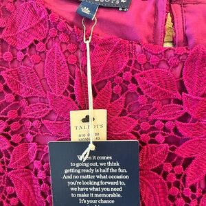 Talbots Magenta Lace Overlay top.